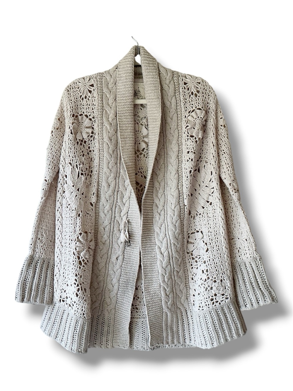 Anthropologie Angel of the North Star Stitch Lambswool Cardigan Size M